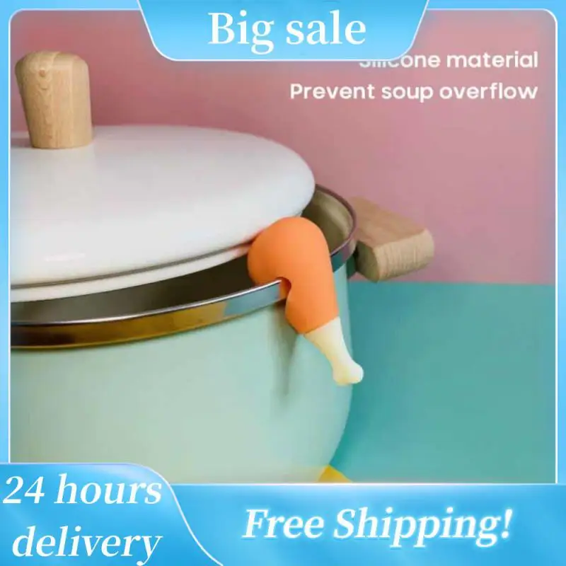 

Silicone Carrot Design Spill-proof Pot Lid Rack Holder Creative Overflow Stoppers Cover Lifter Kitchen Accessories Tools