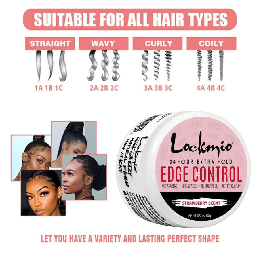 4pcs/Set 30g Edge Control Gel for Women Non-greasy Long Lasting Anti-frizz Wax Natural Ingredients Finishing Gel Cream and Brush 2