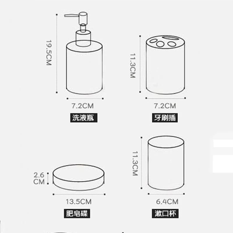Bathroom Decoration Accessories Creative Terrazzo Ceramic Mouthwash Cup Toothbrush Socket Bathroom Toiletries Supplies