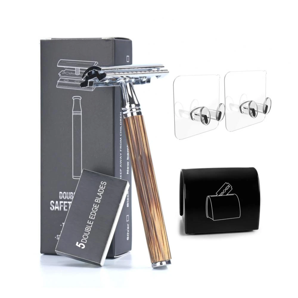 Adjustable Safety Razor Double Edge Stainless Steel Classic Mens Shaving Mild to Aggressive Hair