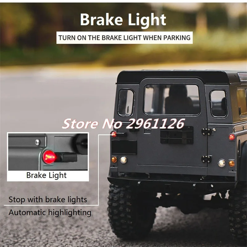 1:10 Big Scale Climb Remote Control Car 4WD Metal Drive Bar Three Speed Switch High Simulated Lighting Rubber Tire RC Car Model 3