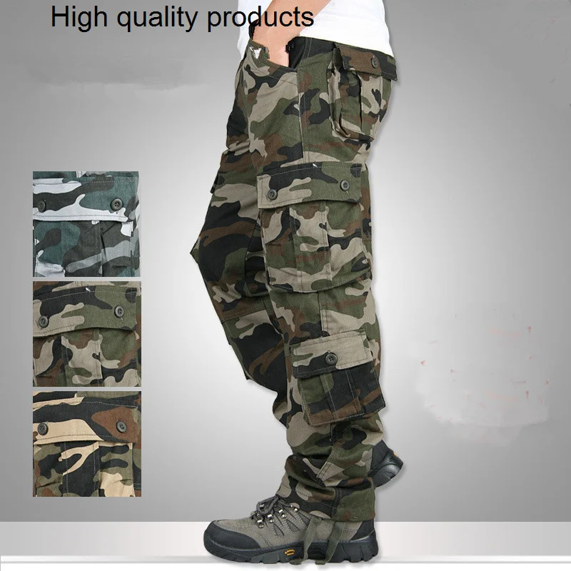 

Camouflage Pants Men Casual Camo Cargo Trousers Hip Hop Joggers Streetwear Pantalon Homme Multi-pocket Military Tactical