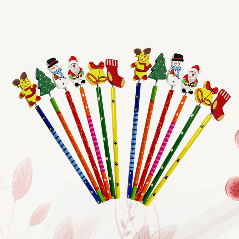 

Cartoon Christmas Pencil Wooden Pencil Creative Stationery School Supplies for Kids Children Random Style