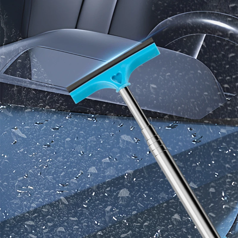 Car Telescopic Rearview Side Mirror Squeegee Glass Cleaning Tool For Window Front Windshield Rainproof Cleaning Brush Scraper