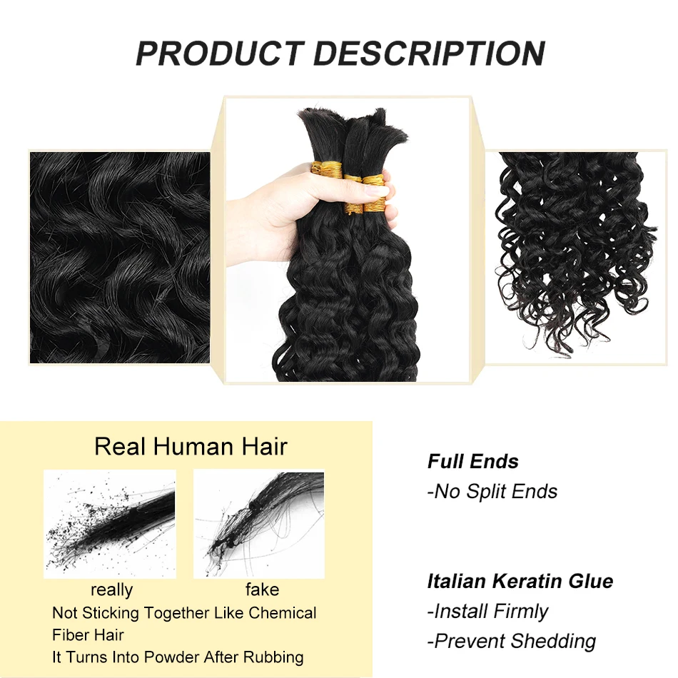 1B Human Hair Bulk For Braiding Kinky Curly 100% Unprocessed No Weft Human Hair Bulk Extensions Brazilian Remy 12-30 Length
