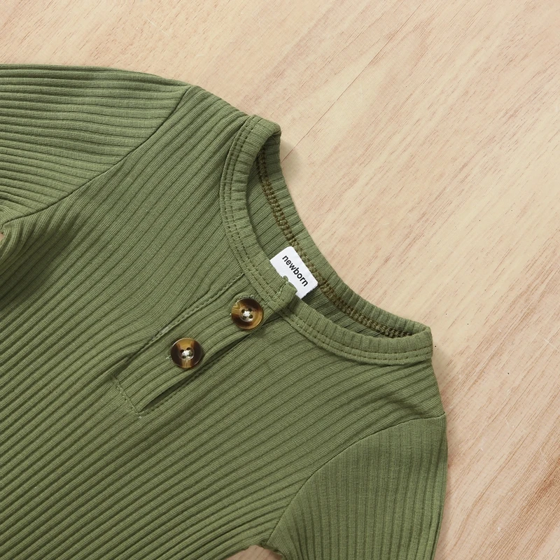 Newborn Baby Boy Clothing Outfits Solid Color Ribbed Long Sleeve Romper Jumpsuit with Hat for Infant Toddler Fall Clothes 4