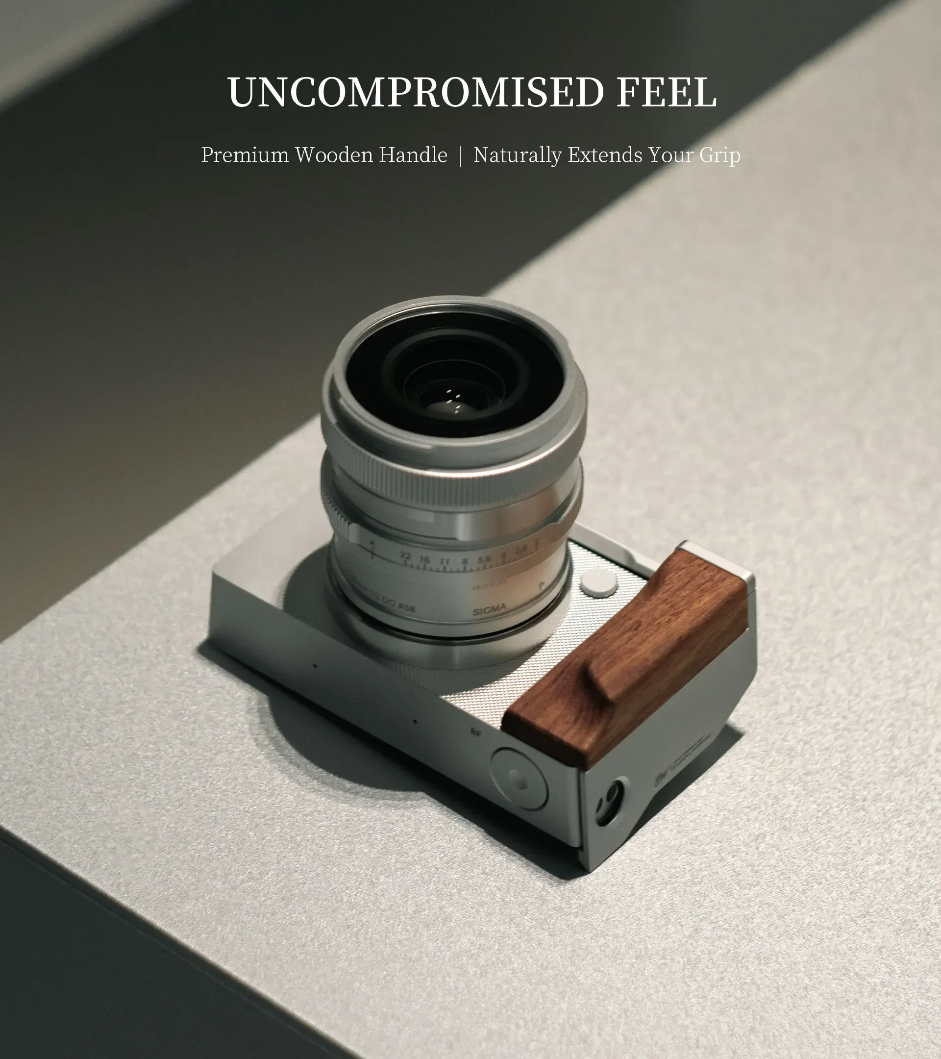 TA-T85 Mounting Baseplate With Wooden Grip for Sigma BF Vintage Full Camera Cage