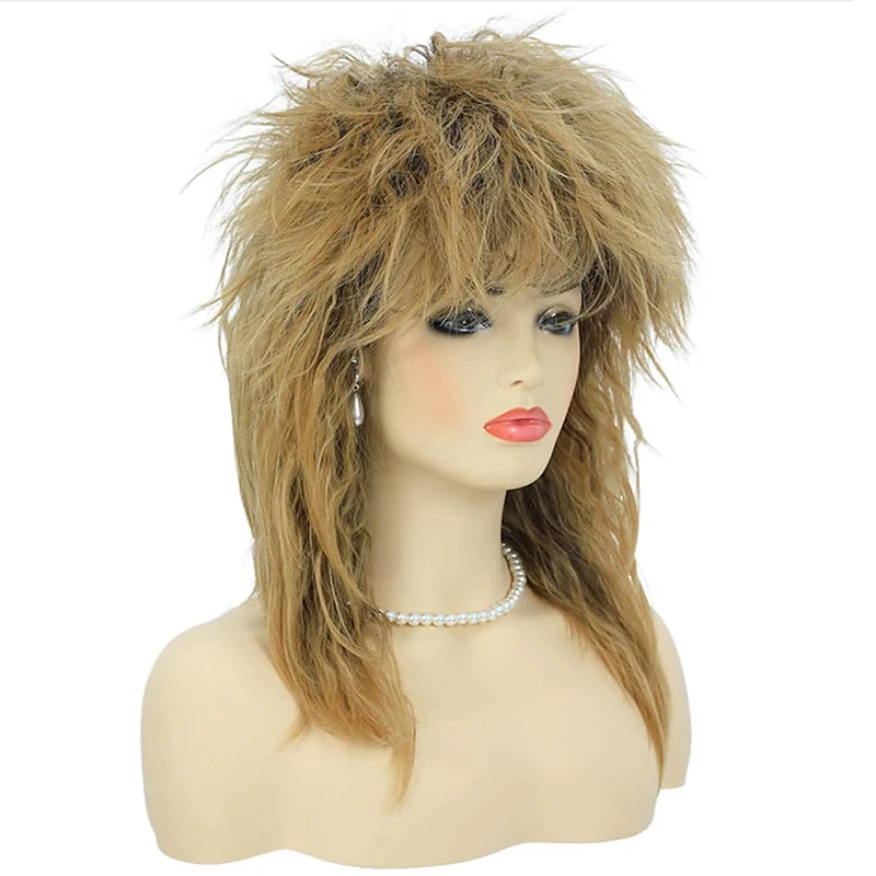 HAIRJOY ??ռ Ӹ 80s Tina Diva ǻ   Big Blonde Rocker Mullet  Glam ũ  Rockstar Cosplay Wig