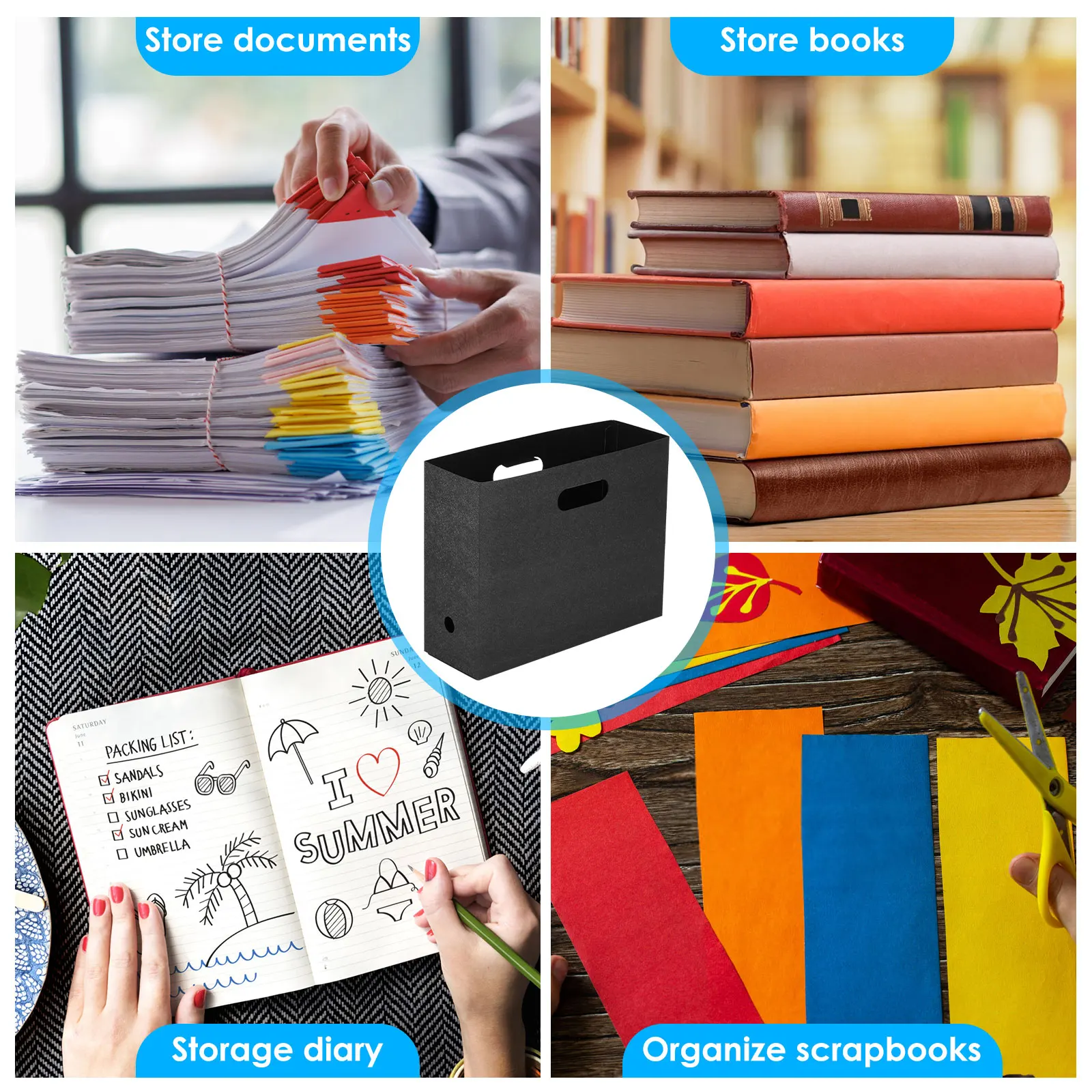 Foldable Book Magazine Storage Stand 4Pcs Portable Thickened PP File Organizer for Documents Books Journals Scrapbooks