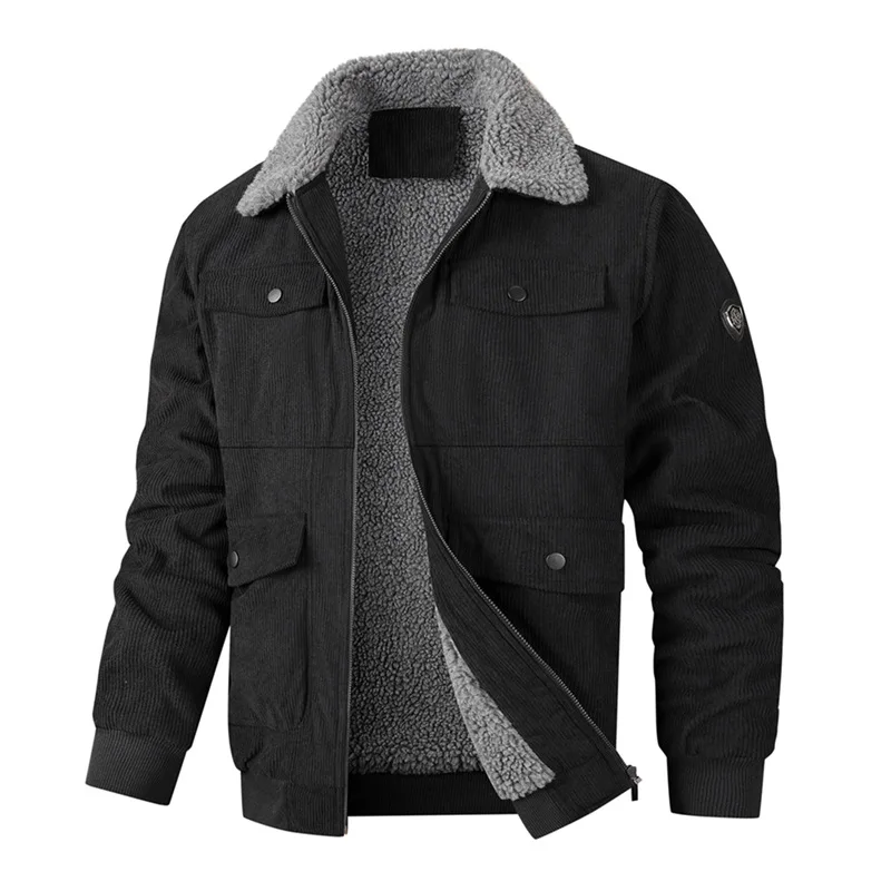 Потовщений фліс Вельветова куртка Чоловіча тепла модна відкладний комір Lamb Velvet Верхній одяг Зима Нове надходження Бізнес Ge...