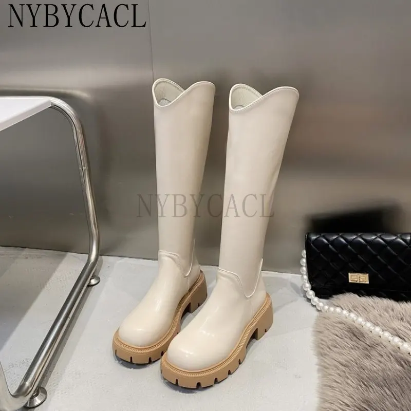 Designer 2023 New Winter Women Knee-High Riding Equestrian Boots Leather Platform Shoes Woman Long Boots Office Lady Footwear