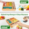 Bamboo Ziplock Food Bag Holder Compatible Wall Storage Racks Kitchen Storage Shelf Plastic Wrap Organizer Dispenser With Cutter 3