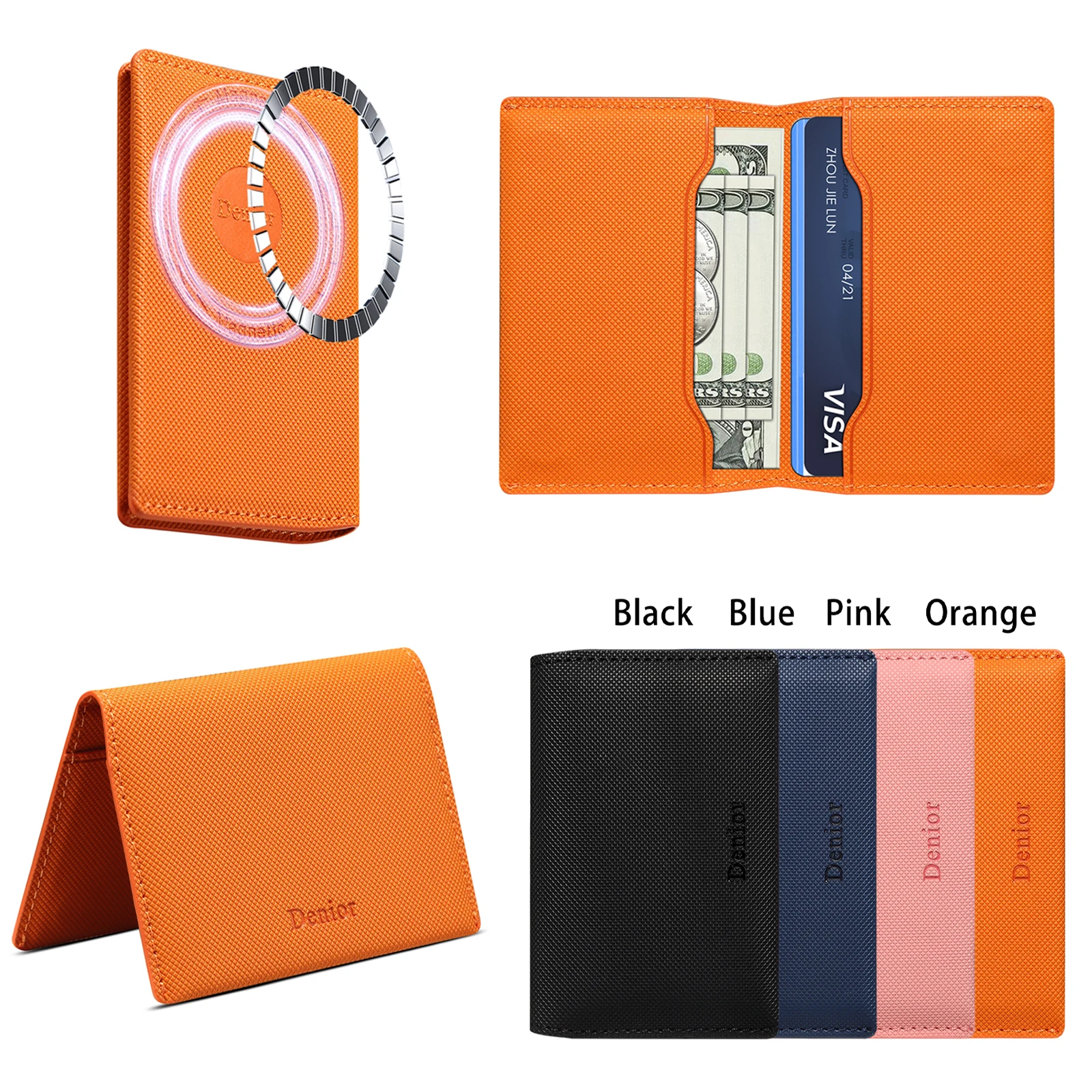 Leather Magnetic Phone Wallet with Card Holder