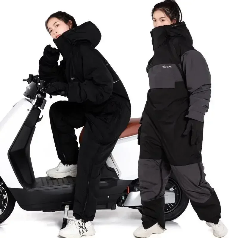 Winter Motorcycle Waterproof Riding Cold-proof Clothes Warm Thicken Plush All-in-One Clothing Snowmobile Suits Kart Suit