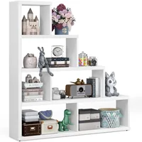 6 Cubes Bookshelf, Freestanding 6-Cube Stepped Etagere Bookcase, L Shaped Ladder Corner Open Bookshelf, Wood Storage Display 1