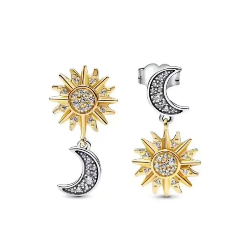 Sterling Silver Moon Star Sun Blue Beads Pendant Fit Pandora 925 Original Charms bracelets for Women Gift Fine Jewelry Making - Image 4