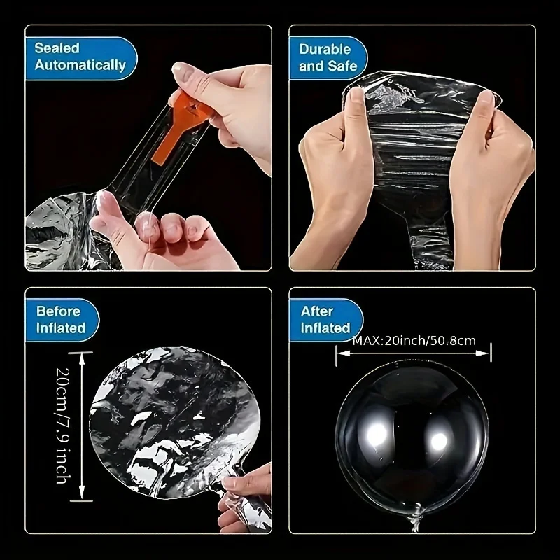 10er-Set/Packung beleuchtete transparente Ballonkugel – LED-Glüh-Party-Dekoration für Hochzeit, Weihnachten, Geburtstag, Nacht, Event, Dekoration, Geschenk – Detail 5