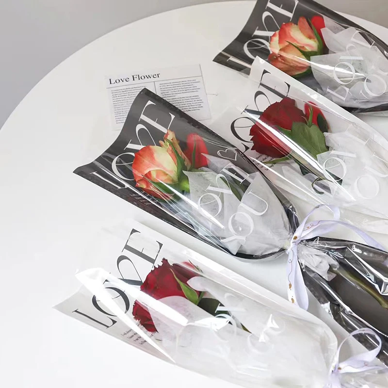 20ks láska průhledná růže obaly pytle kvést kytice plastový brašna kytice wrapping papír jeden přímo brašna kvést obaly