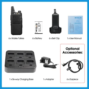 Retevis RT622 Walkie Talkie 6 Pcs Restaurant Professional Radios PMR Mini Walkie Talkie Kit Communication Radio Intercom Two-way 6