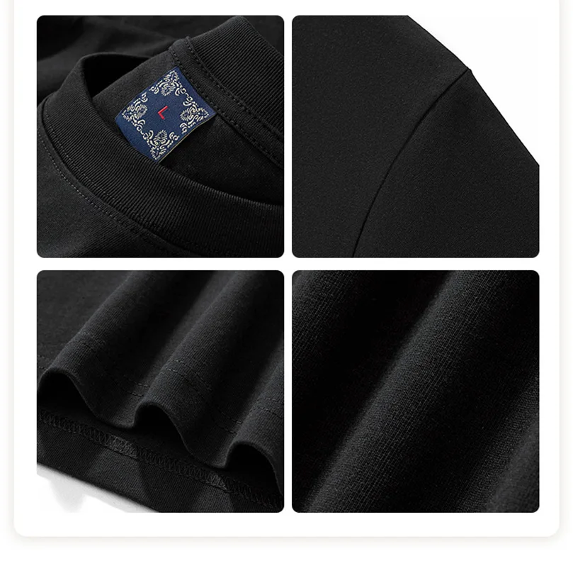 Sommerliches neues 260G-T-Shirt aus schwerer Baumwolle mit kurzen Ärmeln für Herren im chinesischen Stil mit aufwendiger Stickerei, lockere Passform, Übergrößen-Herrenbekleidung A1 – Detail 7