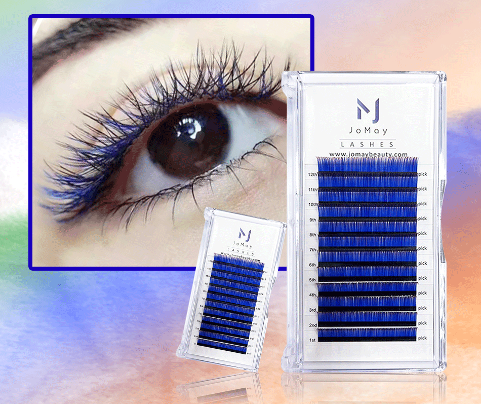 Description Picture 4 of itemNew Gradient Red Green Blue Purple Color Eyelash Extension Individual Faux Mink Ombre False Eye Colored Lashes Makeup Tool