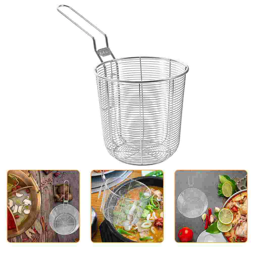 

Hot Pot Colander Food Serving Strainer Stainless Steel Noodle Strainers Fried Mesh Pasta Basket Portable Kitchen