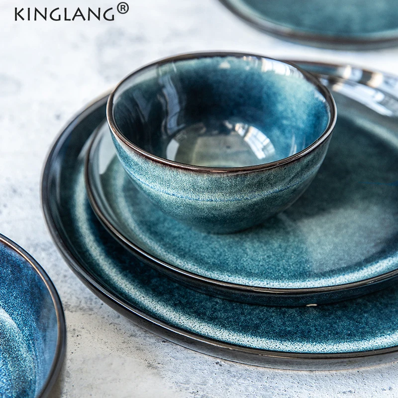 Kinglang-Service de vaisselle en céramique, magnifique ensemble de