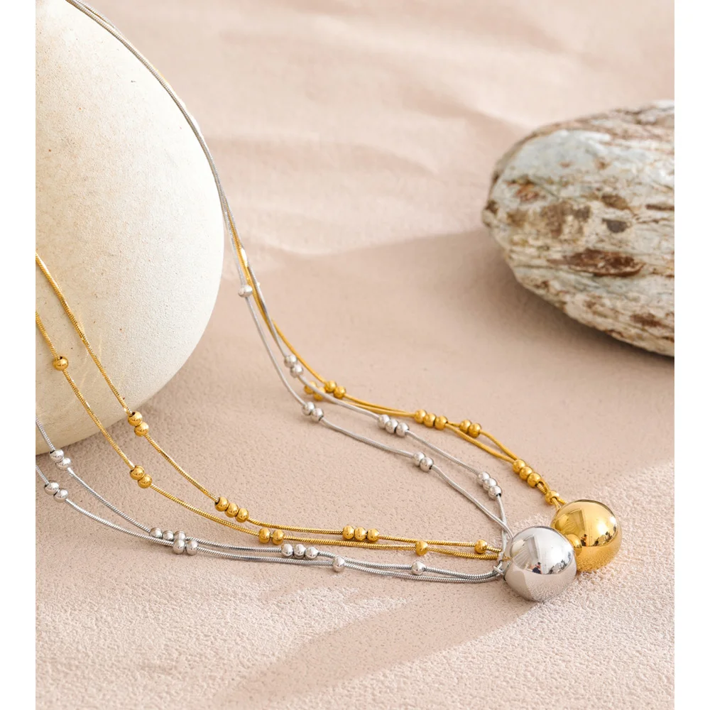 Yhpup Necklace Stainless Steel Double-Layer Waterproof