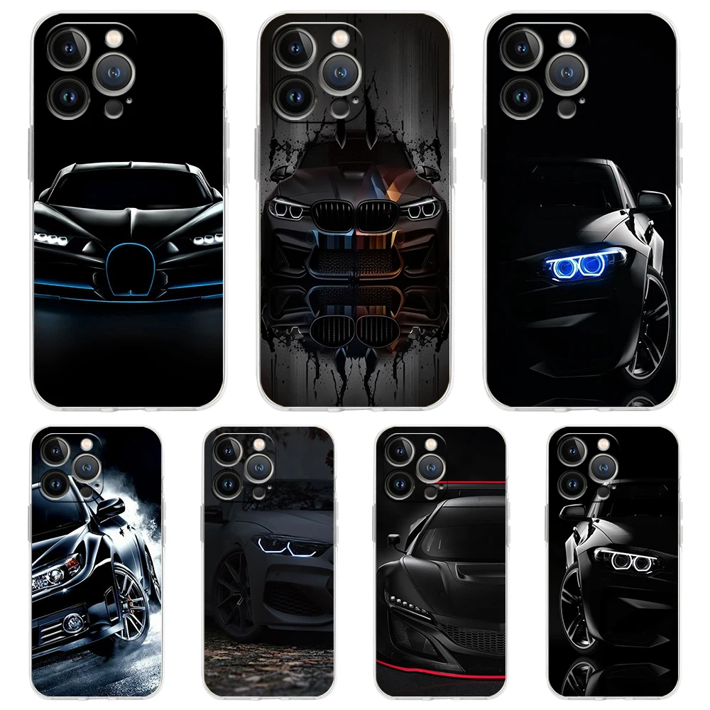 Sleek Black Car Phone Case with Transparent Design