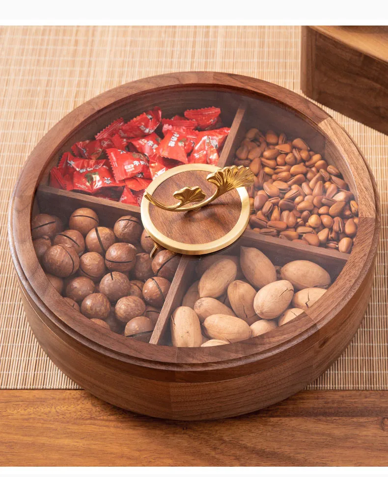 Double Layer Walnut Solid Wood Fruit Plate European Home Modern Dried Fruit Snack Dishes 22 Double Layer Walnut Solid Wood Fruit Plate European Home Modern Dried Fruit Snack Dishes