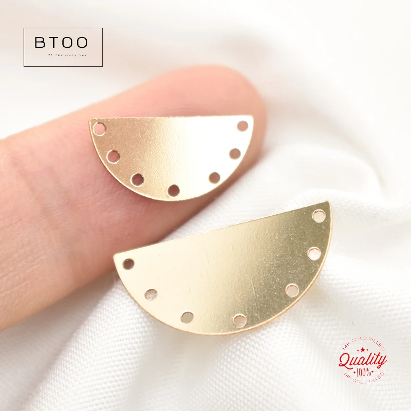 Real 14K Gold Filled Semicircle with Hole Gold Charm Jewelry for DIY Bracelet Necklace Making Tarnish Resistant Jewelry Findings