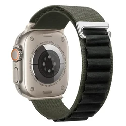 Premium Alpine Loop Nylon Strap for Apple Watch - Adjustable and Durable Band Bracelet (8 Army green black)