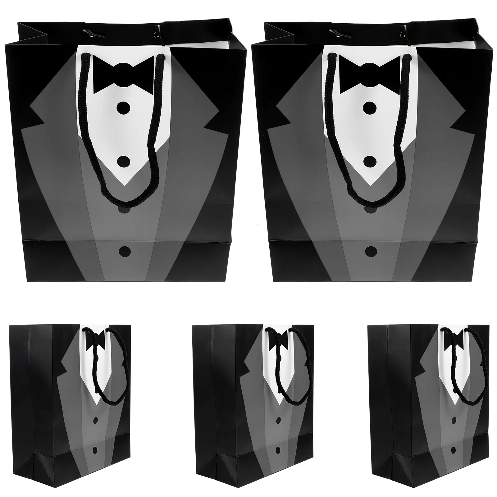 

5pcs Practical Paper Handbag Chic Gift Bag Treat Bag Souvenir Bags Presents Pouch for Festival Party Birthday Wedding (Black)