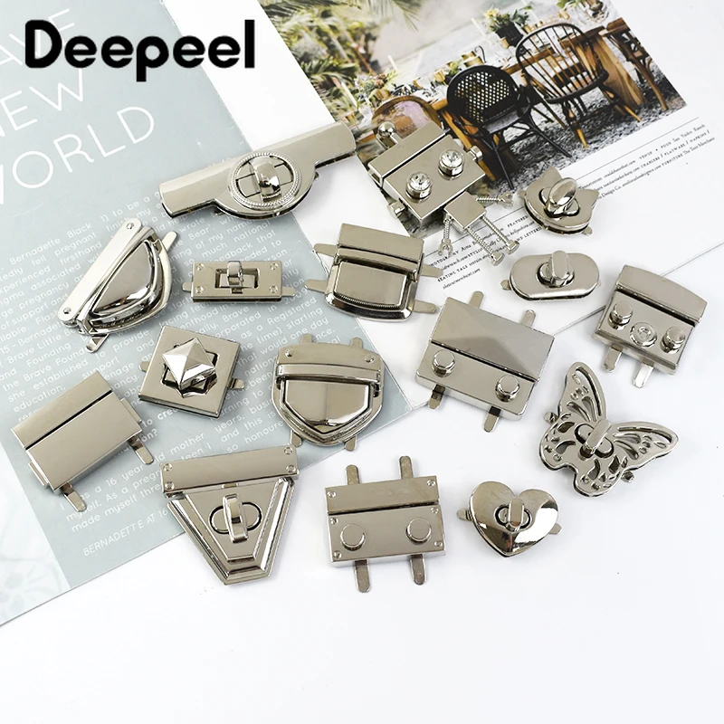 

2Pcs Deepeel Metal Silver Locks Buckle Bag Twist Turn Lock Clasps Handbag Purse Closure Clasp DIY Crafts Hardware Bags Accessory