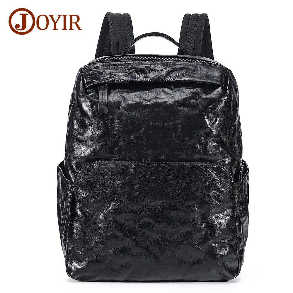 

JOYIR Genuine Leather Backpack Men Fashion Large Capacity Shoolbag Teenager Cowhide Leather 15.6" Laptop Backpack Notebook Bag