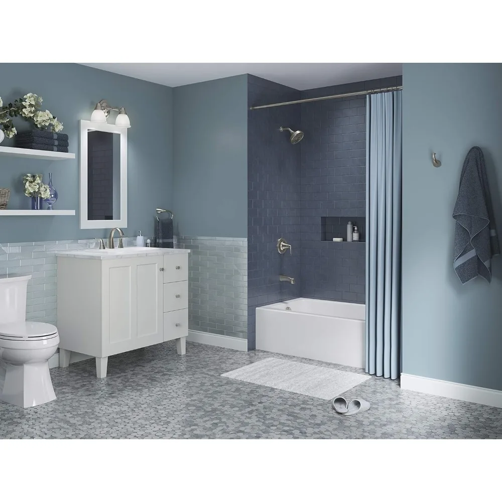 Alcove Bath with Integral Apron, Integral Flange and Left Hand Drain, 60-Inch X 30-Inch White Bathtubs
