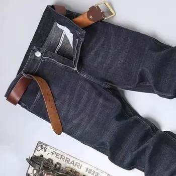 2024 NEW Men's Fashion Business Jeans Classic Style Casual Stretch Slim Jean Pants Male Brand Denim Trousers Black Blue