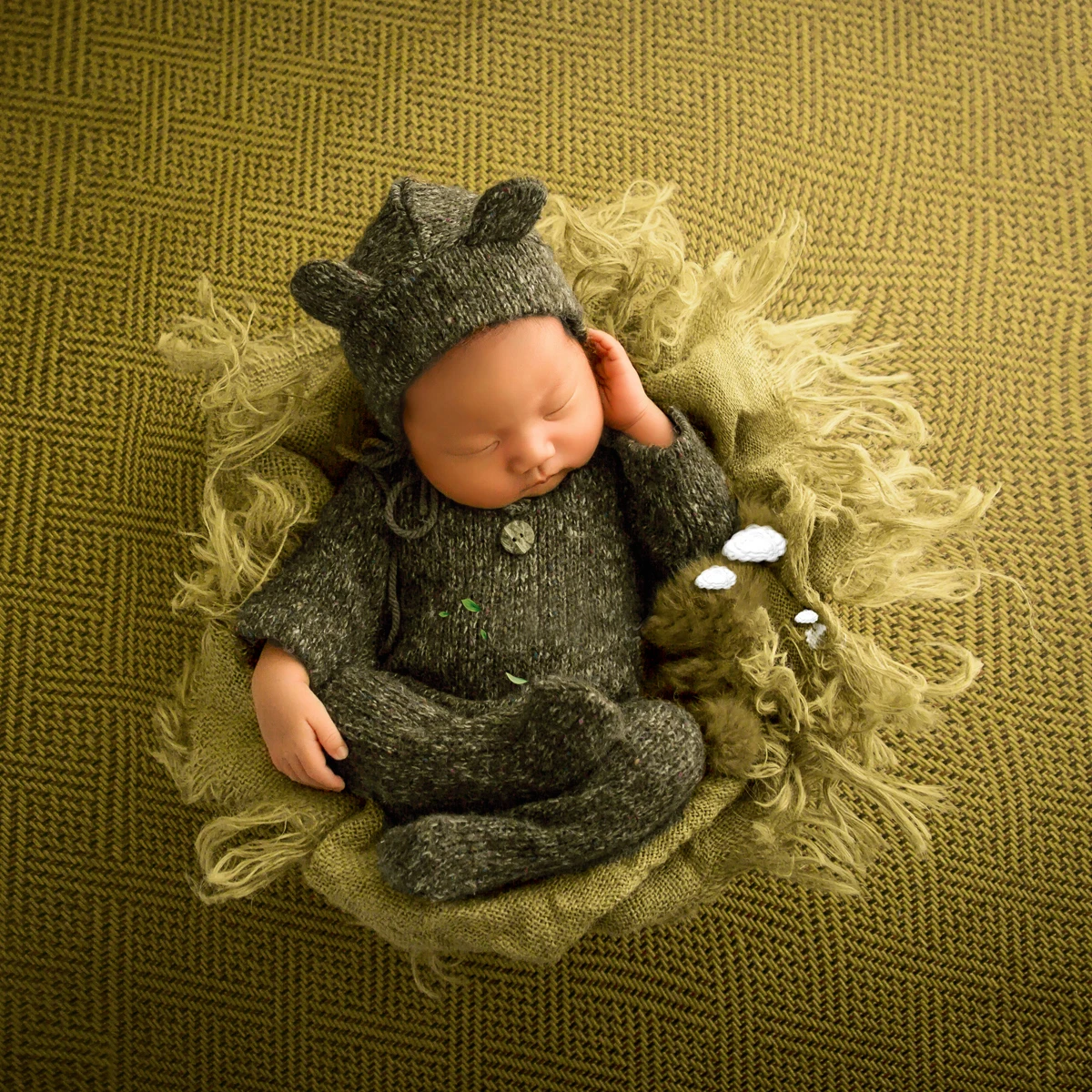 Baby Costume Photography for Newborns Photo Props Bebe Accessories Boy Clothes Romper Knitted Hat Studio 0-3 Months Suit items - 3