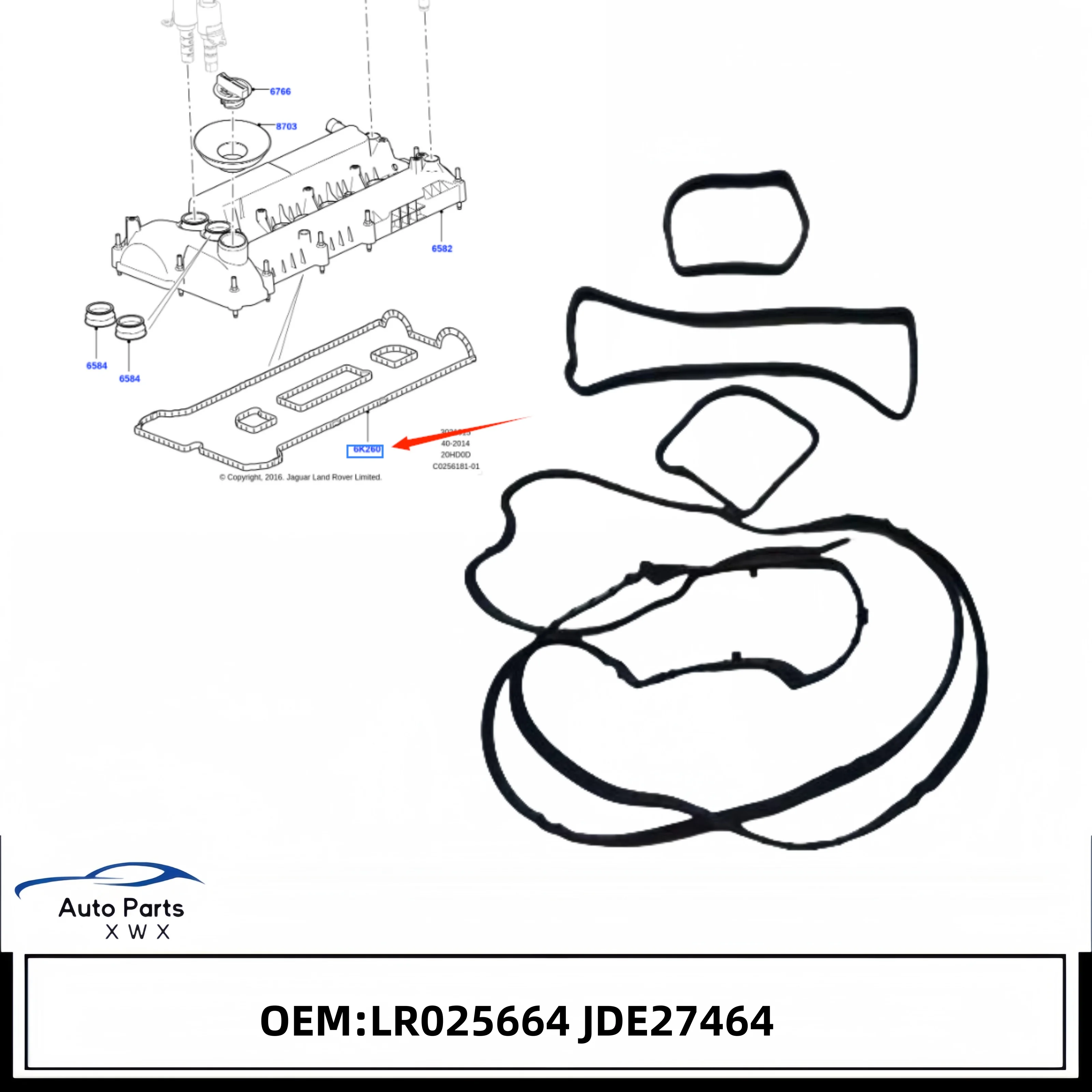 2.0 16V Valve Cap Gasket For Land Rover Discovery Sport 2015 Range Rover 2013 Aurora 2012 LR025664 JDE27464