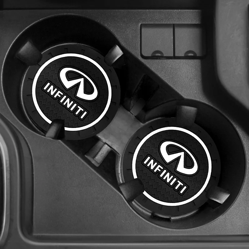 2Pc Car Coasters Water Cup Slots Non-Slip Mat Water Cup Pad For Infiniti QX30 Q50 Q60 Qx70 QX80 Qx56 Fx35 Ex35 G25 Car Accessory