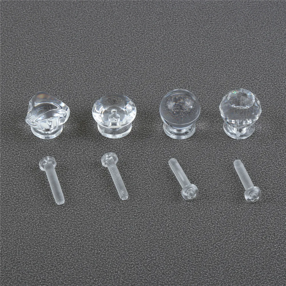 Furniture Knobs 10 Sets Clear Acrylic Pull Handle Round Acrylic Mini Knob with Screw Clear Shiny Knob Cute Decoration for Jewelry Box Gift Case