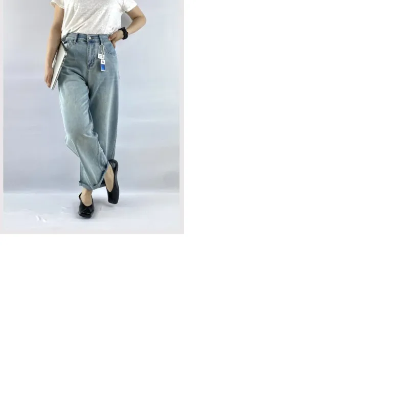 100KG 2025 Plus Size Straight Jeans Women's Wear Premium Boyfriend Style Casual Thin Denim Wide Leg Pants 5328