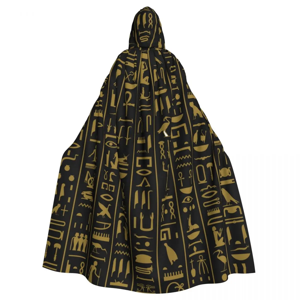 

Long Cape Cloak Ancient Egyptian Hieroglyphs Hooded Cloak Coat Autumn Hoodies