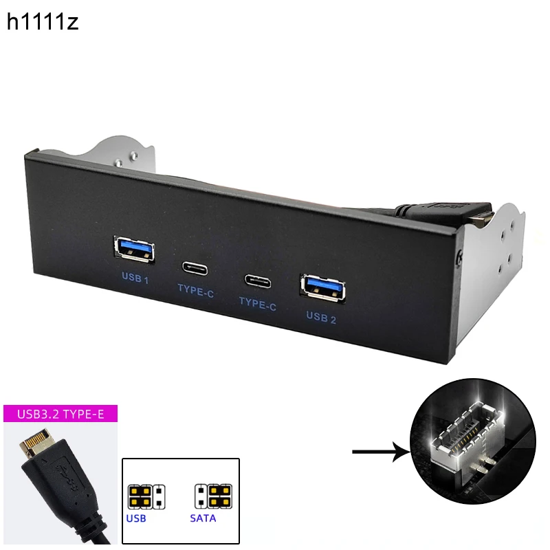 Painel Frontal para pc Usb 3.1 tipo c Portas Usb 3.2 Gen2 Adaptador Hub 10gbps Power Jumper para Cd-rom Bandeja de Unidade Óptica 525