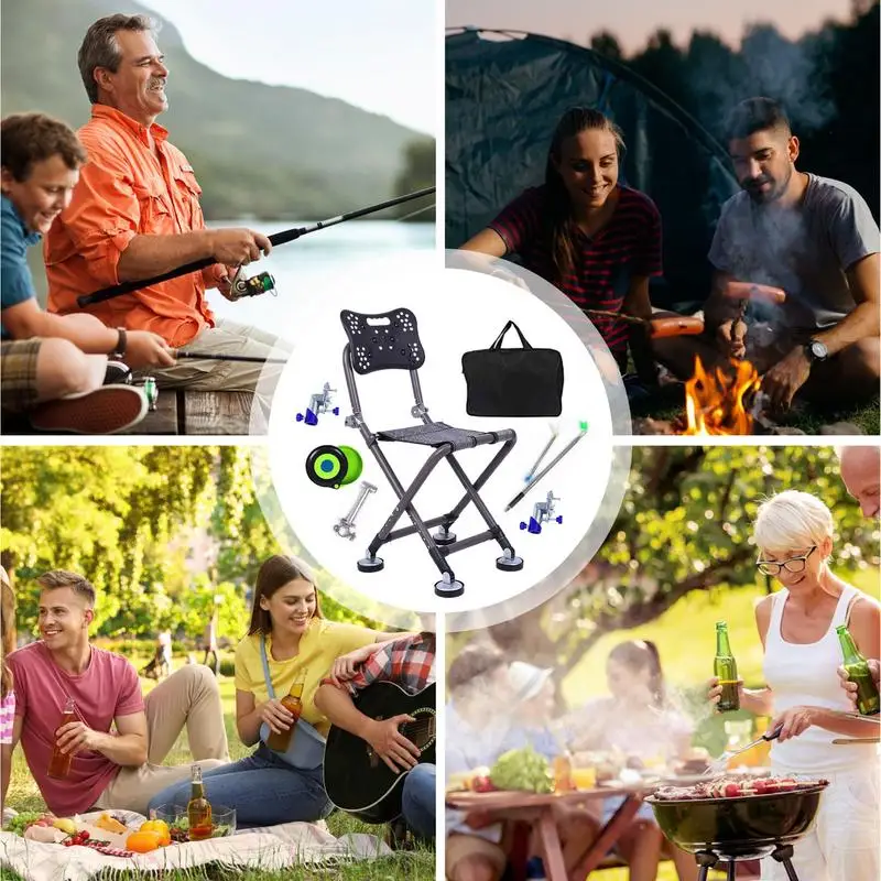 Folding Chair Breathable Chair Portable Camping Chair High Back Folding Seat Stool for Camping Hiking Beach