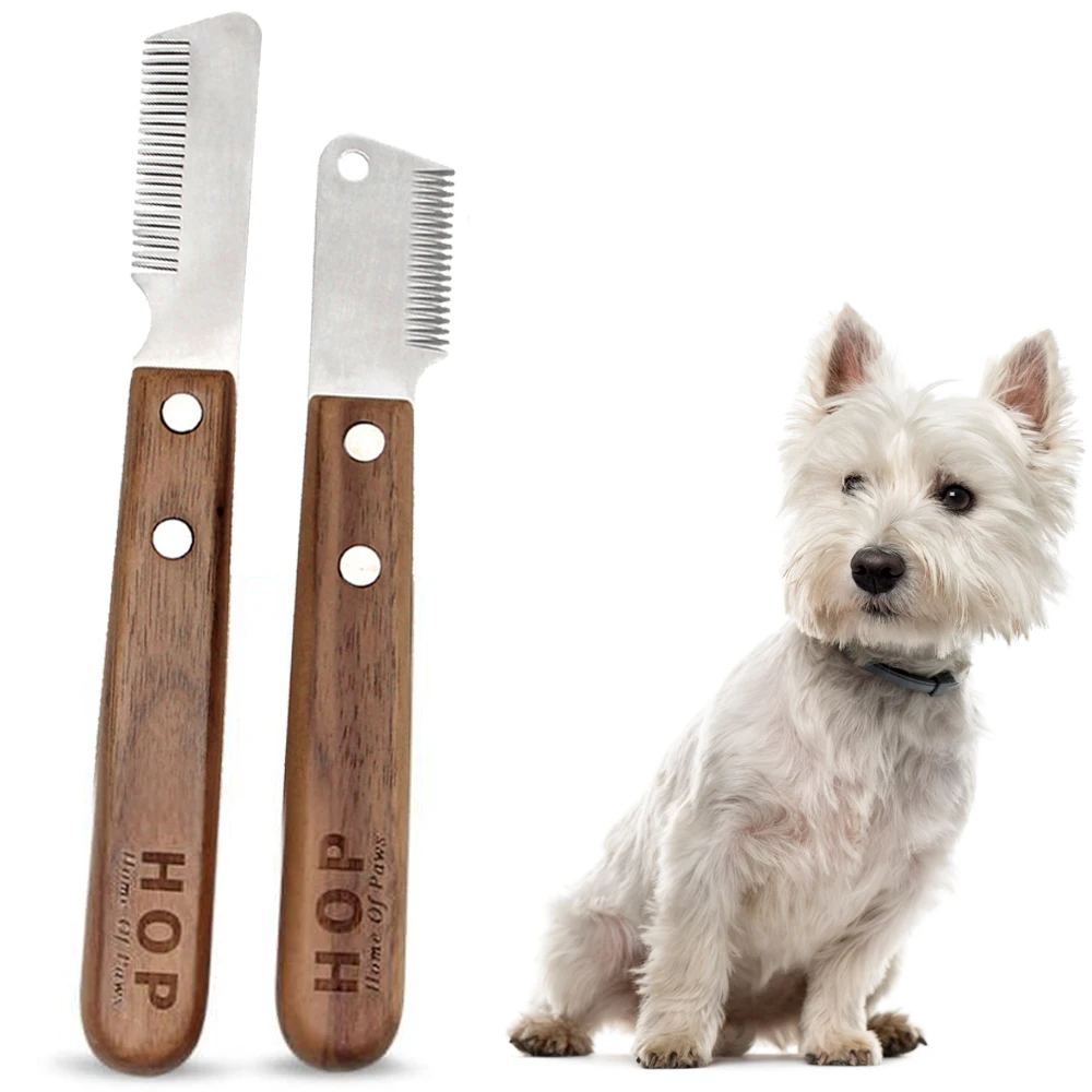 

Professional Dog Comb Stainless Steel Wooden Handle Stripping Knife Pet Hair Remover Grooming Tools Undercoat Brushes