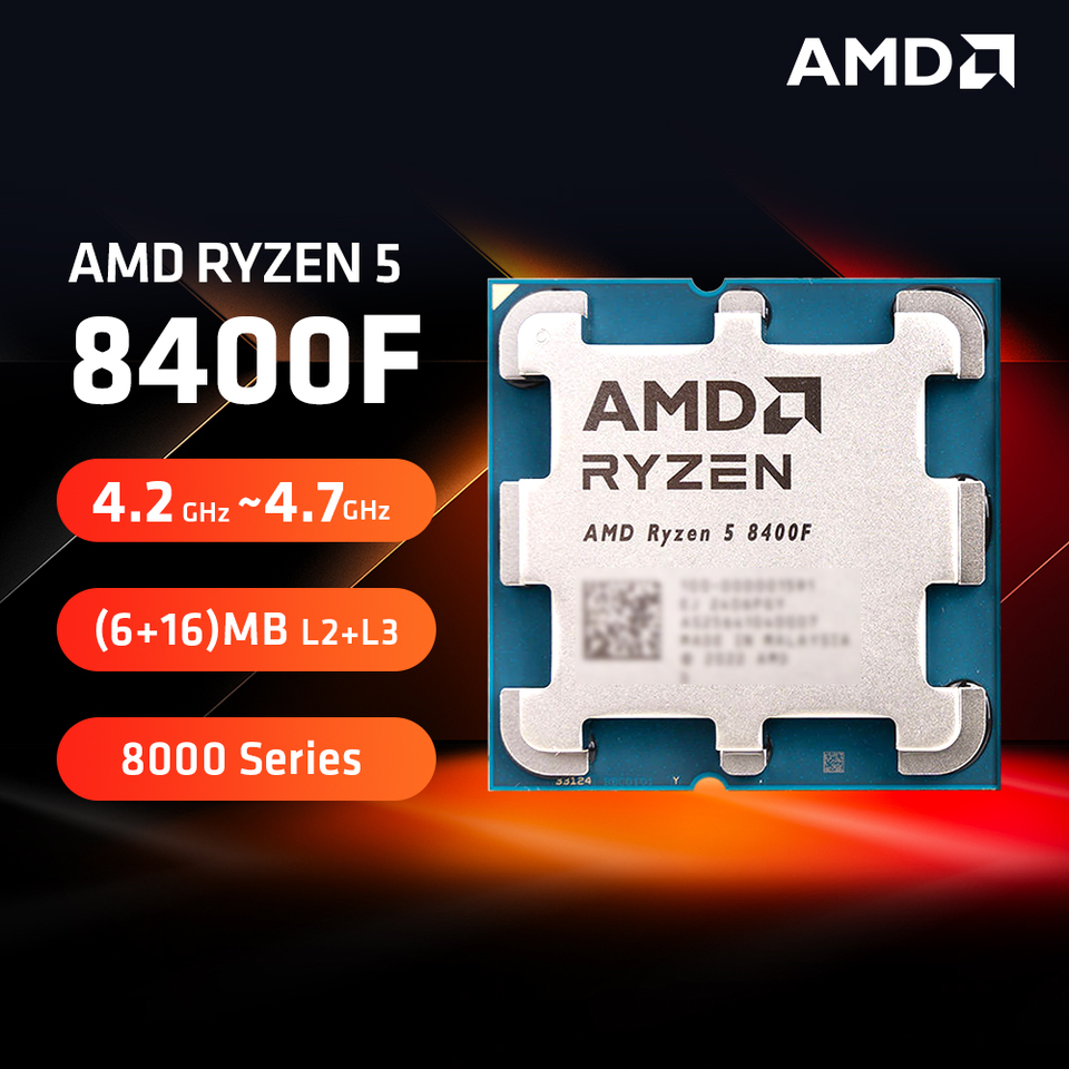 AMD Ryzen5 8400F  6 core 12 thread  Up to 4.7 GHz 16 MB L3 Cache AM5  PCIe® 4.0 DDR5  Ryzen 8000 Series  TSMC 4nm FinFET