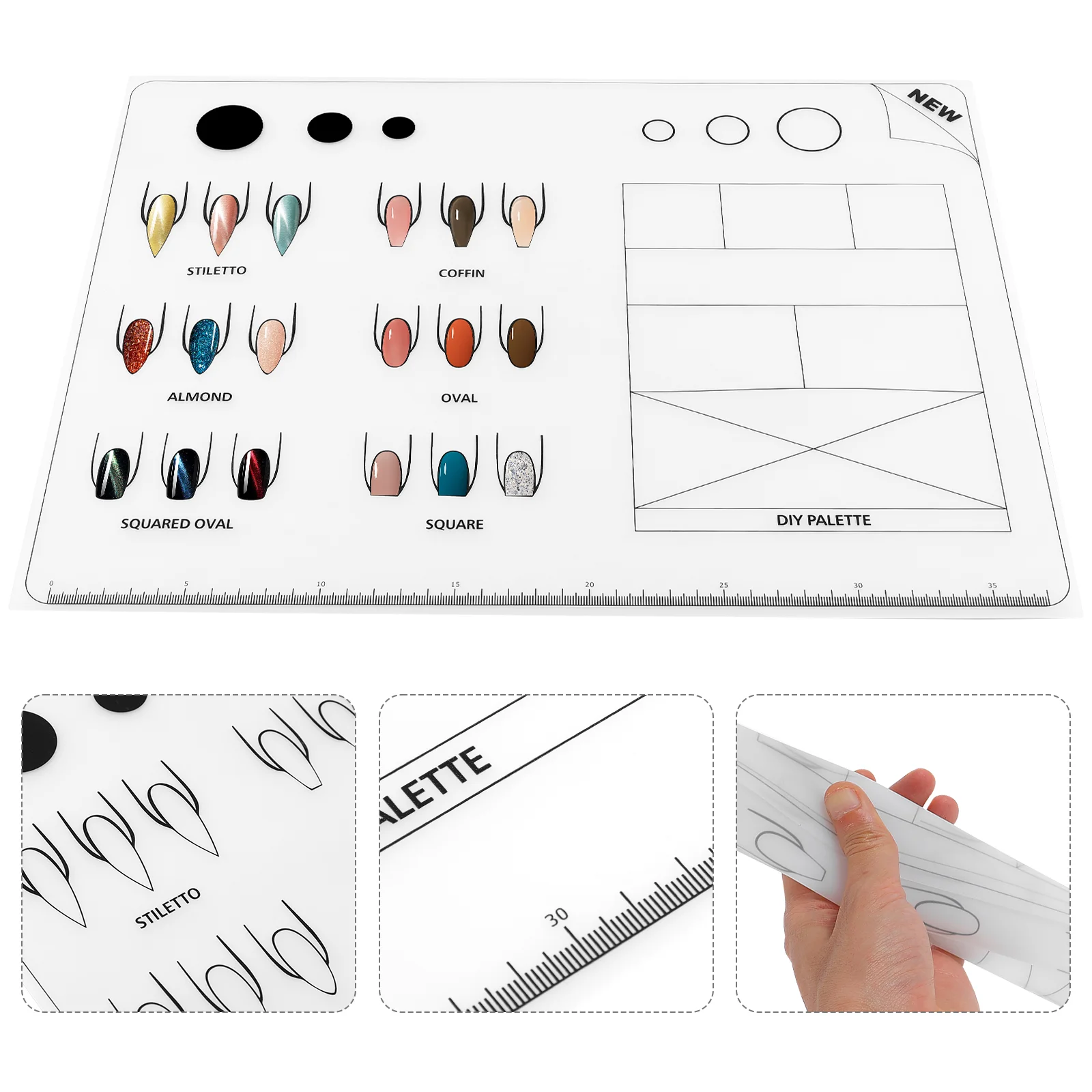 Bendable s Practice Silicone Mat Nail Tool Reusable Washable Manicure Pad for Training Acrylic Decal Creation Simplify