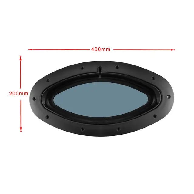 Oblò Nero Per Barca O Camper - Vetro Temperato 4mm, Diametro 215mm - Finestra Marina Resistente Agli Agent Atmosferici