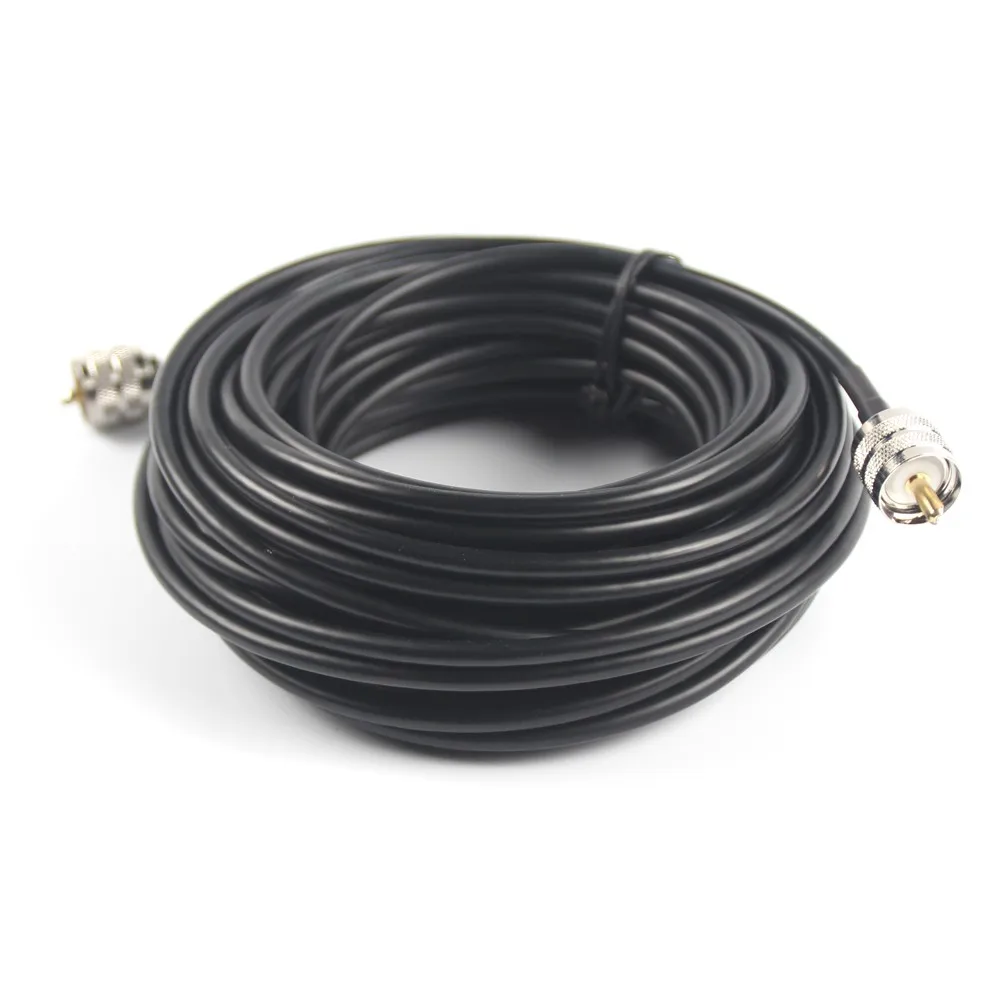 50ft RG58 coax coaxial UHF PL-259 connectors amateur ham CB radio antenna cable